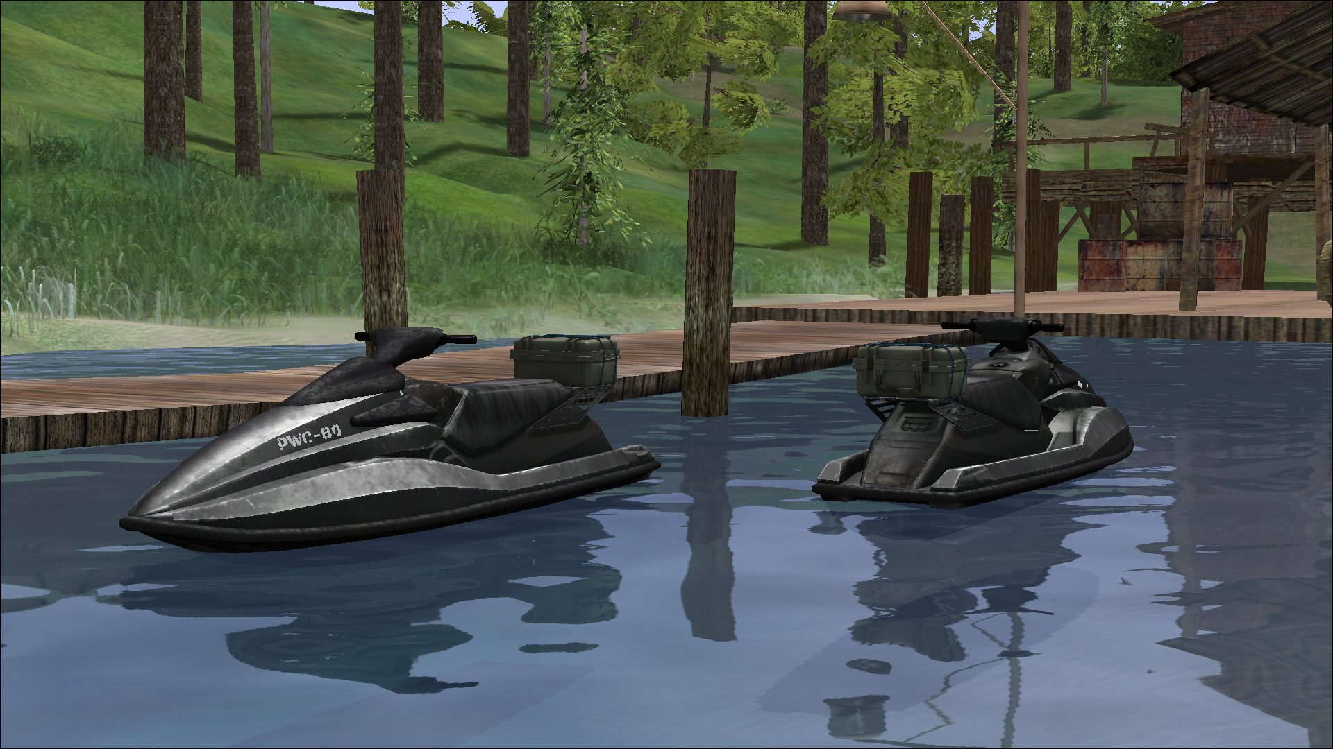 New drivable Jet Ski docked on the water