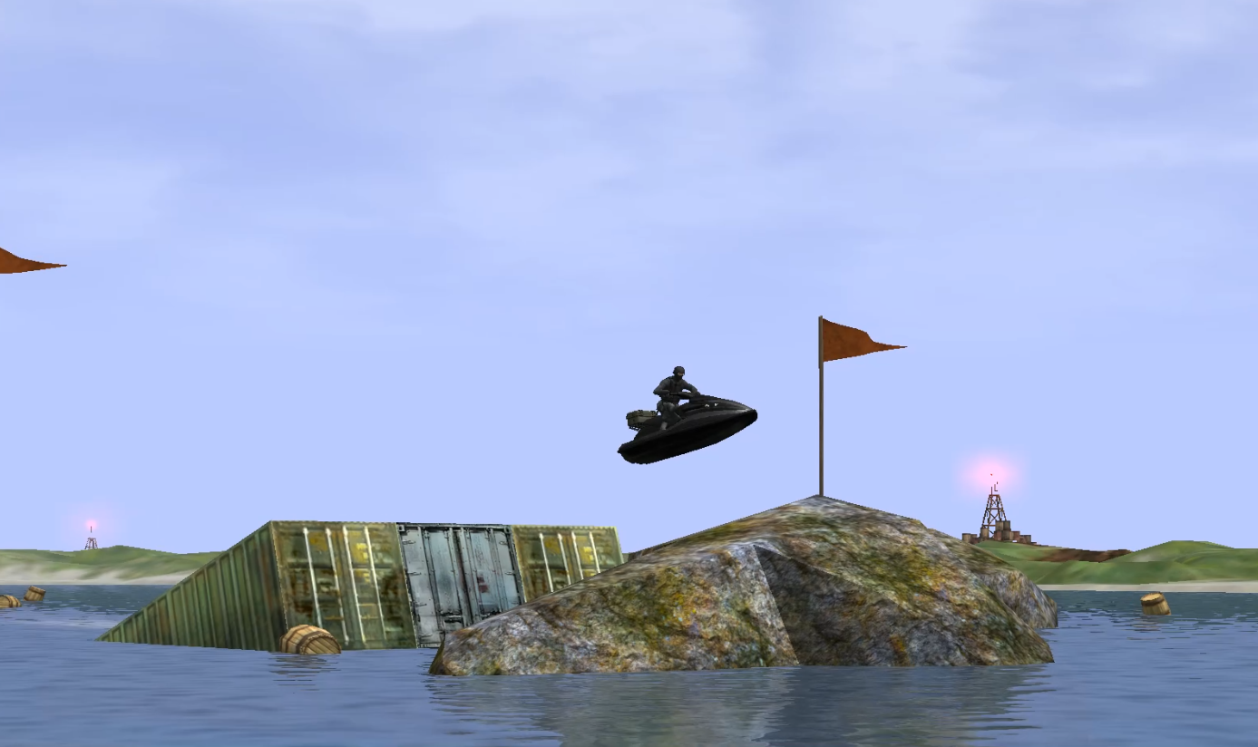 Jet Ski jumping a ramp