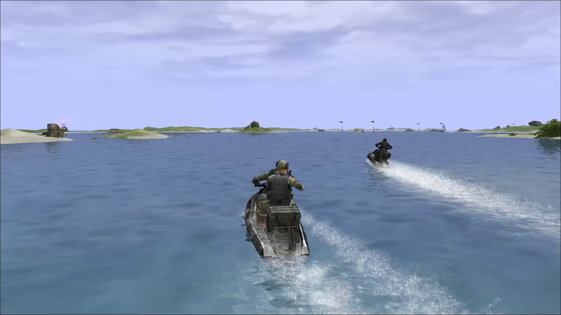 Jet Skis skimming across open water