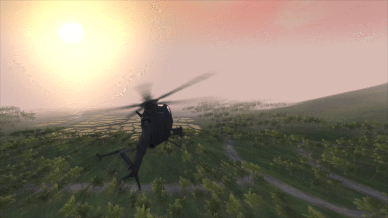 Helicopter at sunset